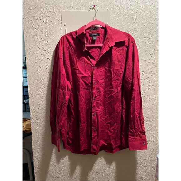 Express Stretch Red Button Up Shirt Mens Size XL - Picture 1 of 7